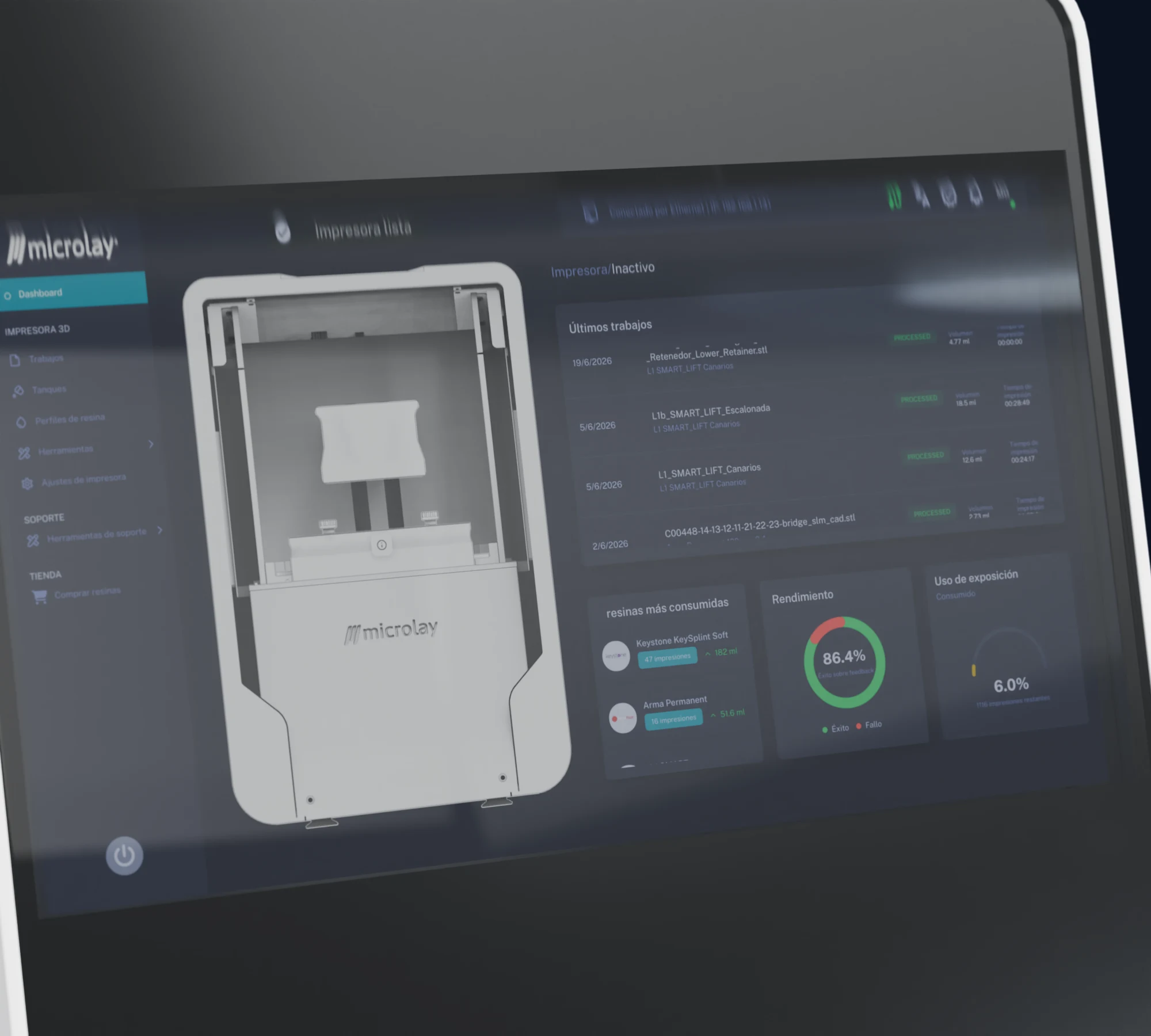 Detail of the Microlay Ivy touchscreen